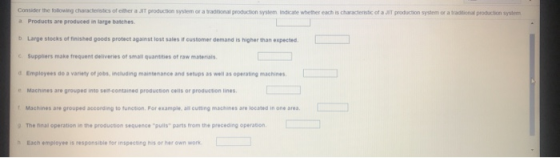 production system of a traditional production system indicate whether each is characteristic of a IT production system or a t