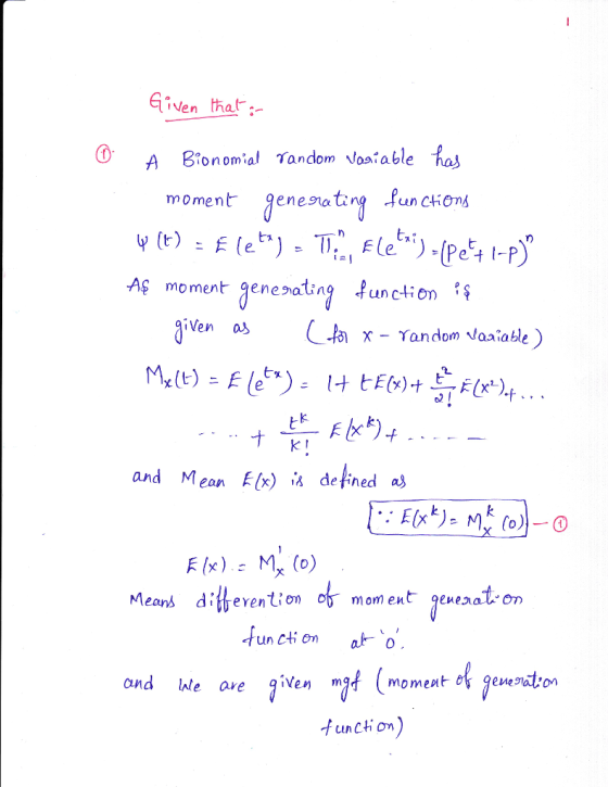 moment genesating fun ckon r) As momen t genenatin unctiO iven a Ven X-Yan dom Vo table and Mean E(x) is de卡ned as F (x) Mx (o) Means dite mom ent qeneaalon uncti on a ond hle are given m moment functi on