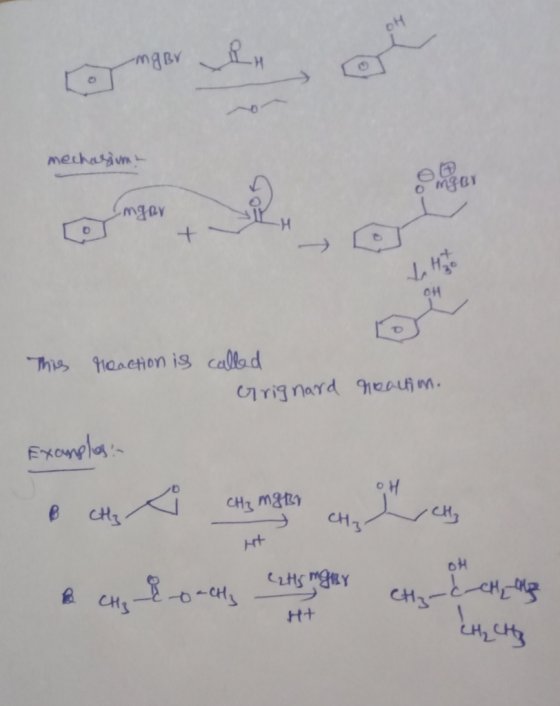 -mg Br i mechasima O MY OH This Meaction is called Grignard reaction. Εχορος - ma & city a chy megter g a в с 8-м, сега си Cz