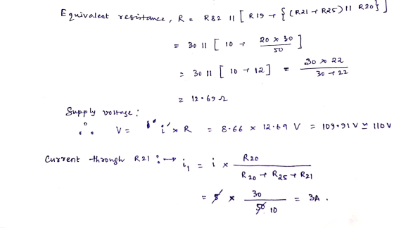 Equivalent resistance R = R 82 [R19 +{CR21 + R25)!1 R20}] 20 x 30 30 11 [ ] 10 f 50 30 x 22 30 11 [10712] 30 722 z 12.692