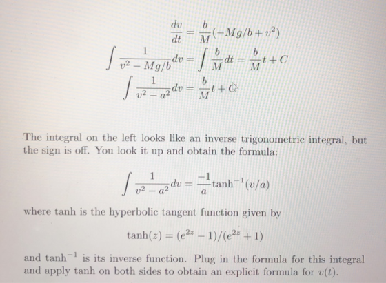 dvb The integral on the left looks like an inverse trigonometric integral, but the sign is off. You look it up and obtain the