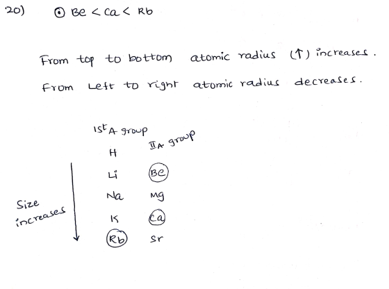 QUESTION 20 0 Place the following in order of increasing