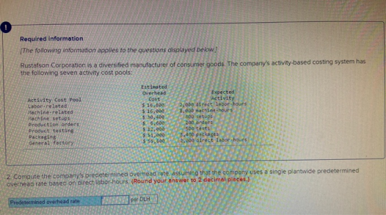 0 Required information The following information applies to the questions displayed below! Rustafson Corporation is a diversi
