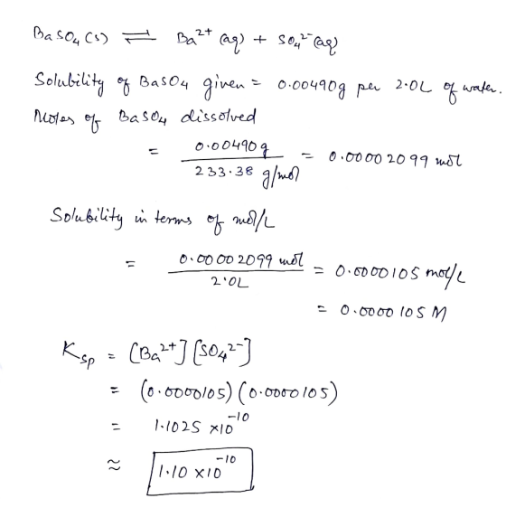 Baay 2t BasO4 C 2-0L 0.004909 p SolubilitBaso4 given Baso4 dissolved 0.00 00 20 99 mSt / Solubility in terms %/L 2 33 38 20.6