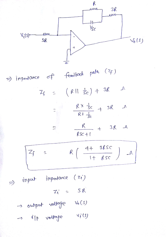 R ulu 3R mu Isc Vils) SR Vols) impedance of feed back path (af) If (RII Śc ) + 3R RX 5c + 3R Rt se 3R b + R RSCHI 4+ 3RSC R j