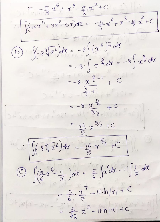 - w17 a te x² - 2 x ² + c S610x + 3x² 52 )one = as x + x ² - 9 2 + c St 8 + 2) ok -88 Cox S) te che --8 Sa & che = -85 x x +