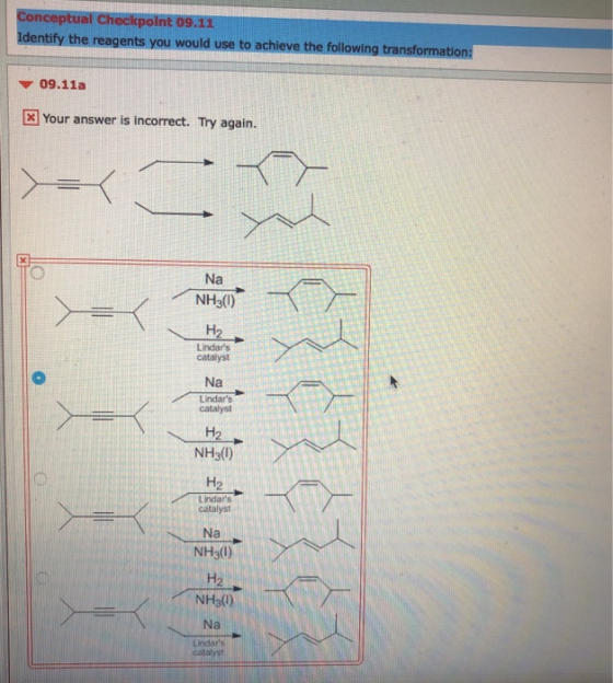 Conceptual Checkpolnt 09.11 Identify the reagents you would use to achieve the following transformation: 09.11a Your answer i