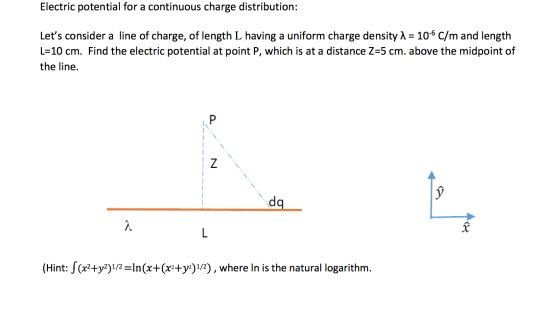 Electric potential for a continuous charge distrib