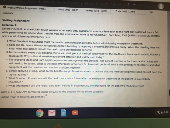 Week 3 Written Assignment-Part 1 4 Mar 2019 00:00 18 Mar 2019 23:59 10 Mar 2019 23:59 30 Summary Writing Assignment Exercise
