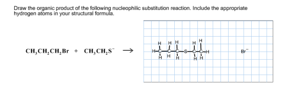 Draw the organic product of the following nucleoph