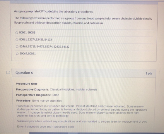 Assign appropriate CPT code(s) to the laboratory procedures. The following tests were performed as a group from one blood sam