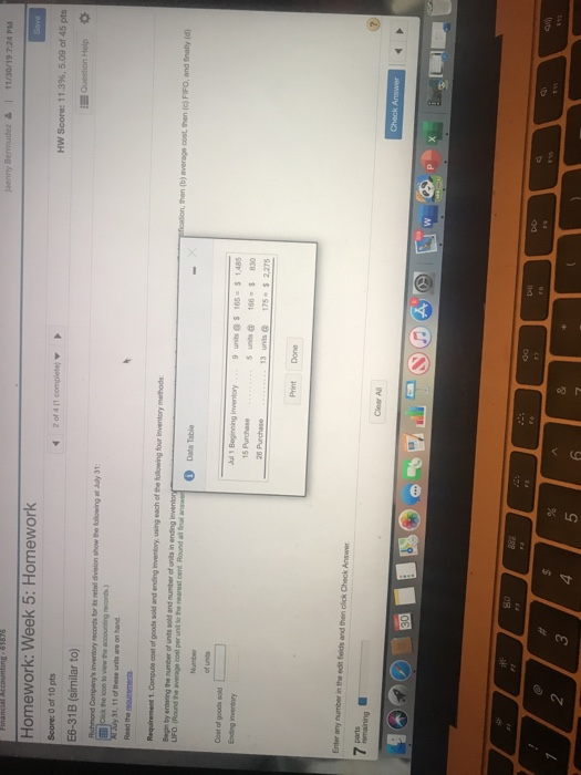 Financial Accounting - 61676 Jenny Bermudez & 11/30/19 7:24 PM Homework: Week 5: Homework 1 2014 11 completely HW Score: 11.3
