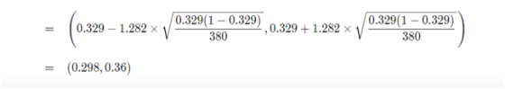 0.329(1 -0.329) 0.329 - 1.282 x V - 4.0.329 + 1.282 380 V 0.329(1 -0.329) 380 = (0.298, 0.36)