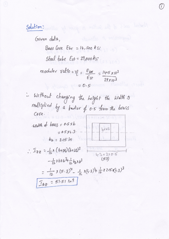 Given data Steel tube Est 29,pooks, tst 2?x102 0.5 Wrthout changing the hih h s Core brass 0 5x4.3 43+2x0 S (53) 12- 12 즈r