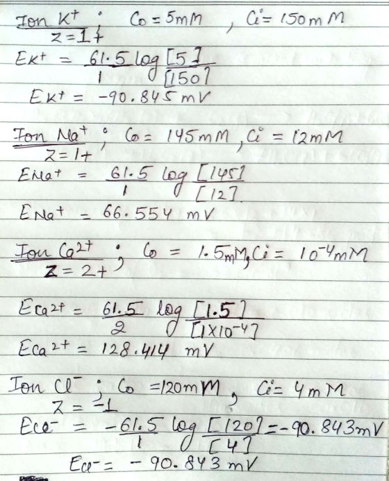 Ion kt Co= 5mm , C = 150mm Ekt = 61.5 log (5) T 11507 Ekt = -90.845 mv Ton Mat i Co= 145mm ,i = 12mm 2 =14 Erat = 61.5 log [1