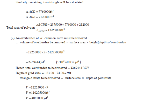 Similarly remaining two triangle will be calculated ACD 7760000ft ADE-2120000f2 ABCDE 2375000+7760000+212000 ARCD 12255000ft