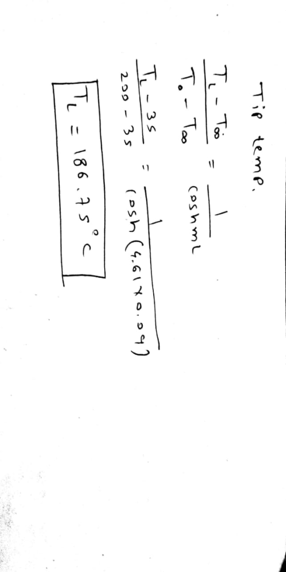Tip temp. Ti-Tool To - Too coshme Ti - 35 F 299 - 35 losh (4.61X0.09) TL = 186.75°C]