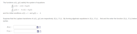 The functions (t), y(t) satisfy the system of equations dt d v052(01(0 3y(t) and the initial conditions (0)1 and y(0)4 Suppos