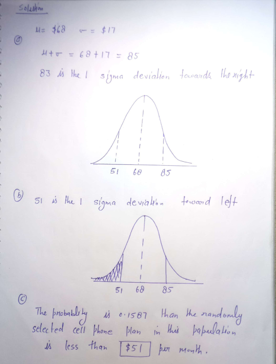 4= $68 = $17 Htv = 68 +17 = 85 83 is the ! Sigma deviation towards the right 51 68 85 - 51 is the I sigma deviation toward le