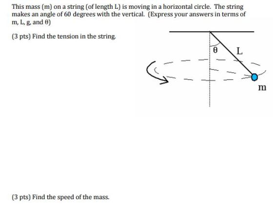 This mass (m) on a string (of length L) is moving
