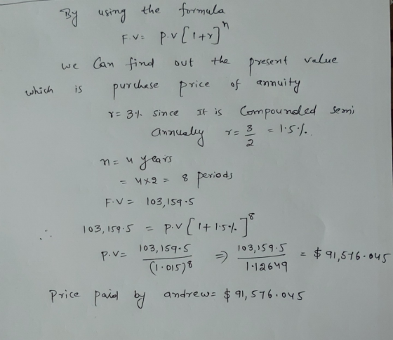 the formula Cressn Fv: P.V[I4] Value the Can find out we of annuity pUrdhese Price is which Compoundled Sem It is Y 3.1 Sin c