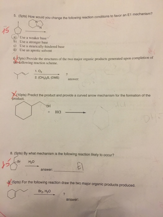 Image for Provide the structures a the two major organic products generated upon completion of the following reaction sc