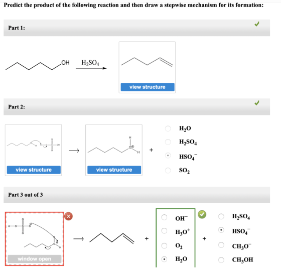 Predict the product of the following reaction and then draw a stepwise mechanism for its formation: Part 1: M OH H,804 OH H2S