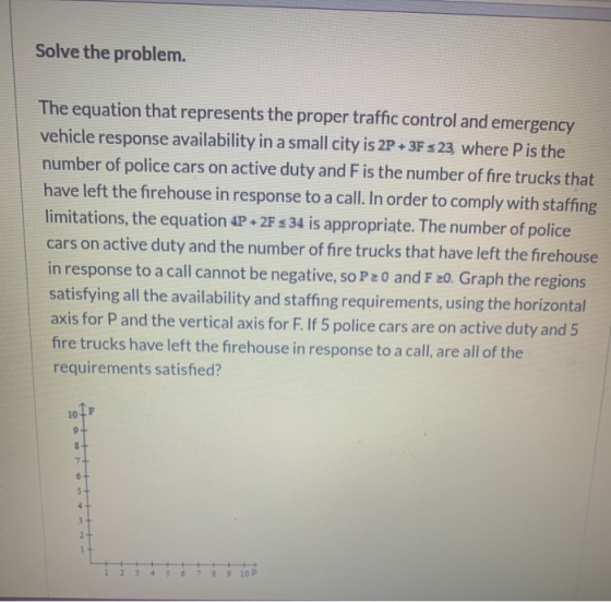 Solve the problem. The equation that represents the proper traffic control and emergency vehicle response availability in a s