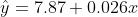 y = 7.87 + 0.026.
