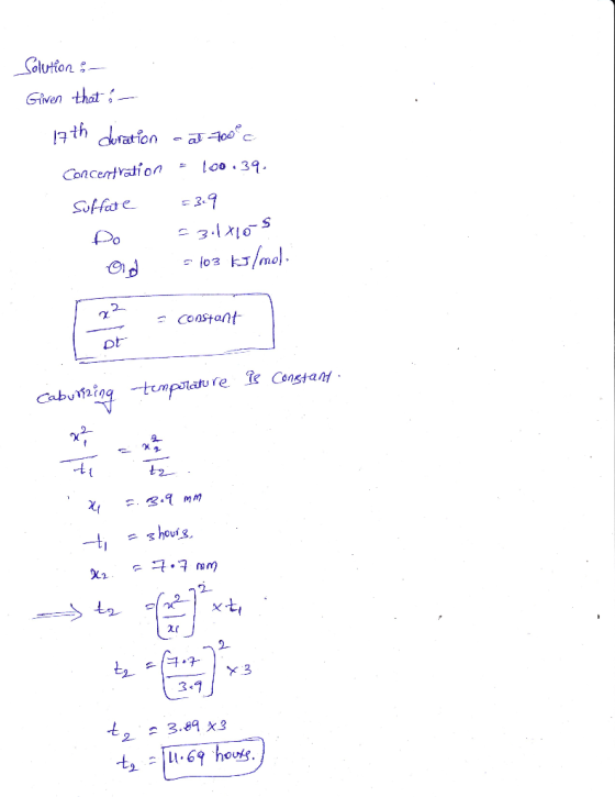 Solution : Given that :- 17th duration - al 100% Concentration - 100.39. Suffate =3.9 Do = 31x10s od 5103 kJ/mol 2 = constant