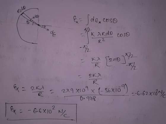 Rodo do &= (dee I de cose Kardo Coso de R? 2 KA KA [sino] ex = 2K1 /2 IKA W R 2X9x109 x - 36x109) --6.62X180) R 0.978 Ex = 2