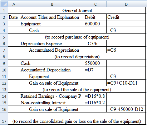 Cash General Journal 2 Date Account Titles and Explanation Debit Credit Equipment 600000 =C3 (to record purchase of equipment