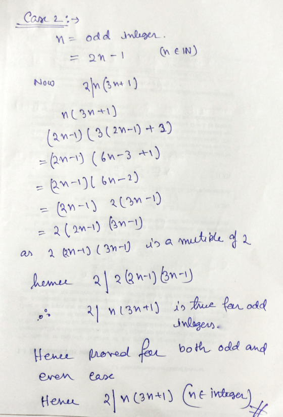 Case 2:7 n = odd Inlegen. - 2n-1 (NEN) Now 3M (301 n3n+1] (2n-1) (31 24-1) + 3) = (21-1) (64-3 +1) = (2n-1)(64-2) = QM-1) 213