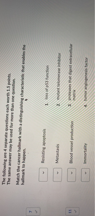 The following are 4 separate questions each worth 1.5 points. The same answer may be used for more than one question. Match t