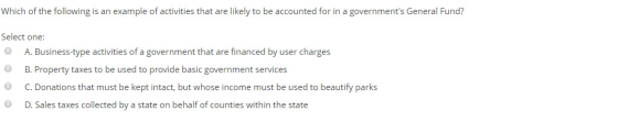 Which of the following is an example of activities that are likely to be accounted for in a governments General Fund? Select
