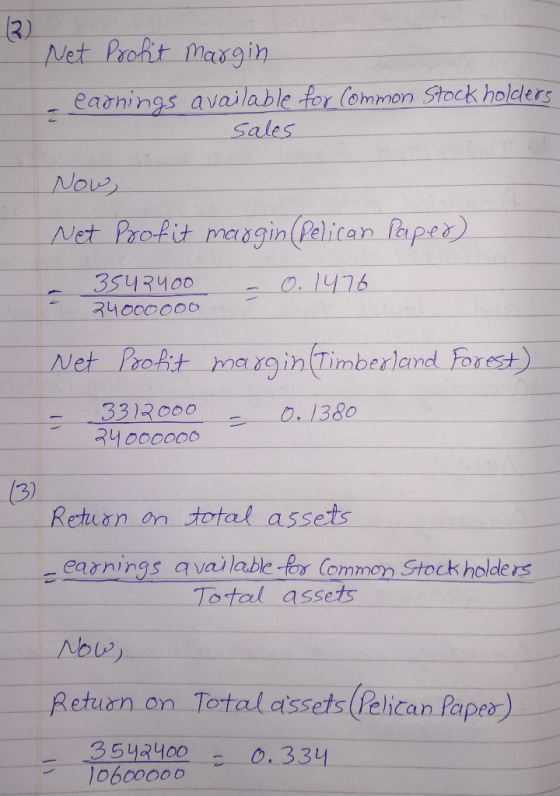 Net Profit margin - earnings available for Common Stock holders sales Now, Net profit margin(Pelican Paped) a 3542400 – O. 14