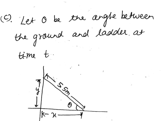 %. Let o be - the ground time t. the angle between and ladder, at so sm IKN