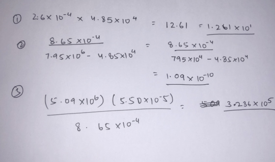 2: 6x 10-4 x 4.858 104 = 12.61 =1.2018 10 8.65*10-4 1.956100 - 4.850104 8.65x104 795x104 – 4.85x104 85x14 - = 1.09x10-10 15.