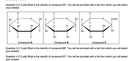 Question 2 [1.5 pts] What is the identify of compound A? You will be provided with a list from which you will select your ans