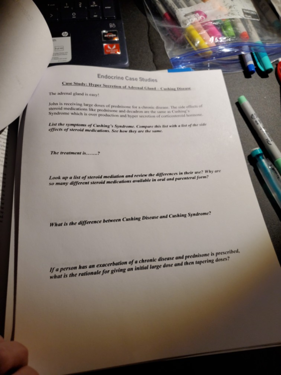 Endocrine Case Studies Case Study: Hyper Secretion of Adrenal Ciland Cushing Disease The adrenal gland is easy! John is recei