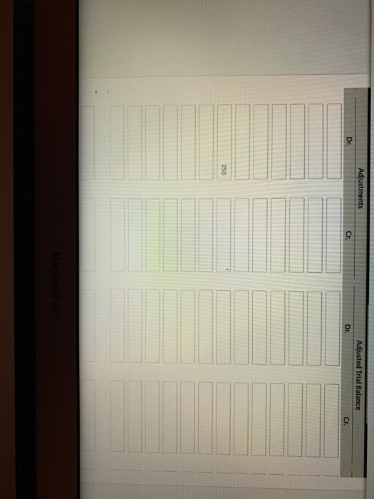 Adjustments Adjusted Trial Balance Dr. Cr. Dr. Cr. 250 MACBOOK AND