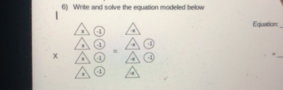 6) Write and solve the equation modeled below Equation: -1 AC AC AC -1)