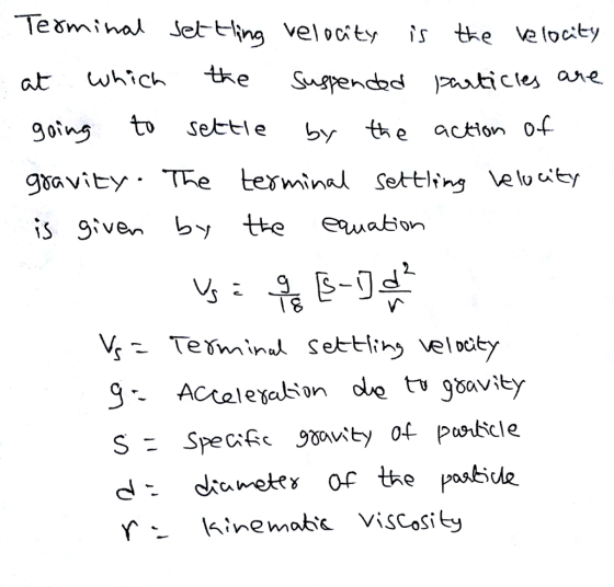 Tesminal e-ting velocity s the Velot-y at whic te oins t settle b the acton o is given b tte eabon