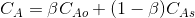 C_{A}= \beta C_{Ao} + (1-\beta ) C_{As}