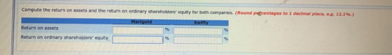 Compute the return on assets and the return on ordinary shareholders equity for both companies. (Round percentages to I deci