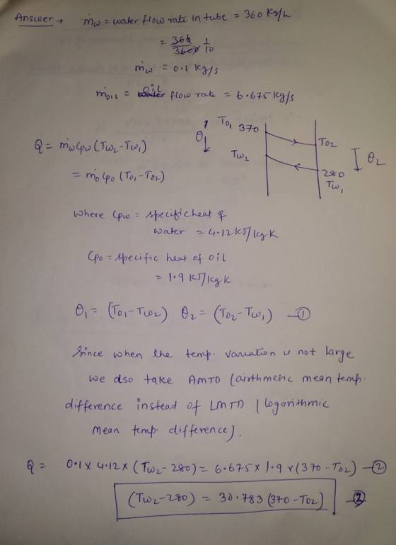 36 1 To Tw 2%。 Tu where (po: teat i cheat po Apeific hast of oi 01 Ance when从e tent, vanuaro n u not lage we dso +take AmTD (aithmehc mean temp ence insfead mean tmp difference difkrence instad ot LMTD loganthimic