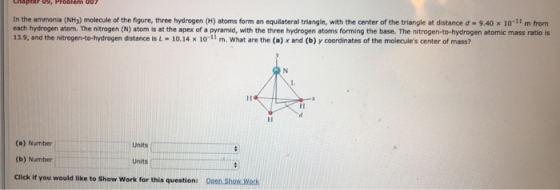 rer Programu In the ammonia (NH3) molecule of the figure, three hydrogen (H) atoms form an equilateral triangle, with the cen