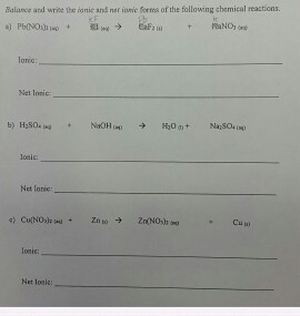 Balance and write the ionic and net ionic forms of