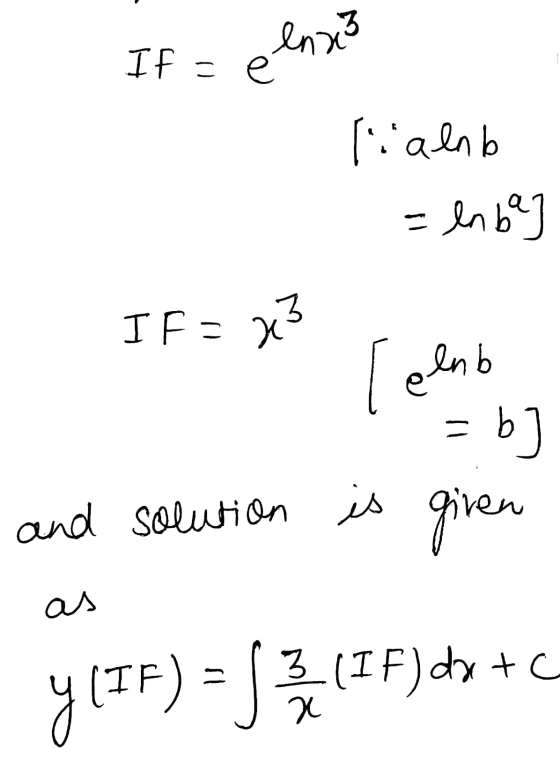 If = e e enxe3 Pialab = ln be IFE 23 [elenb = b] and solution is given as Y(TF) = S(IF) dx + c y