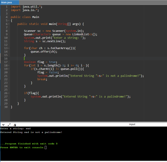 8 9 Main.java 1 import java.util.*; 2 import java.io.*; 3 4 public class Main 5-{ 6 public static void main(String[] args) {